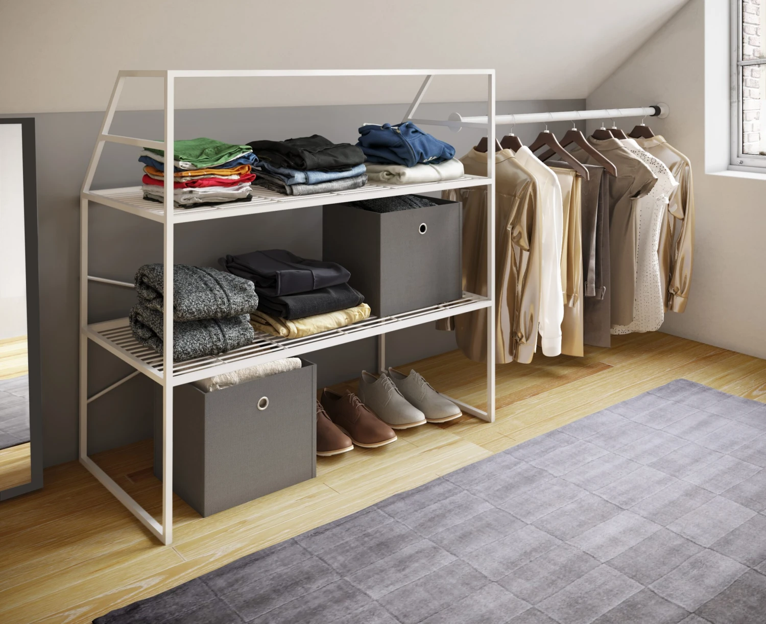 VCM Metall Offener Kleiderschrank Begehbarer Kleiderregal Dachschrägen Regal Disal 5 VCM Metall Offener Kleiderschrank Begehbarer Kleiderregal Dachschrägen Regal Disal – Bild 5