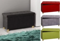 VCM Stoff Sitztruhe Sitzbank Truhe Box Kiste Aufbewahrungsbox Ottomane Sizos L