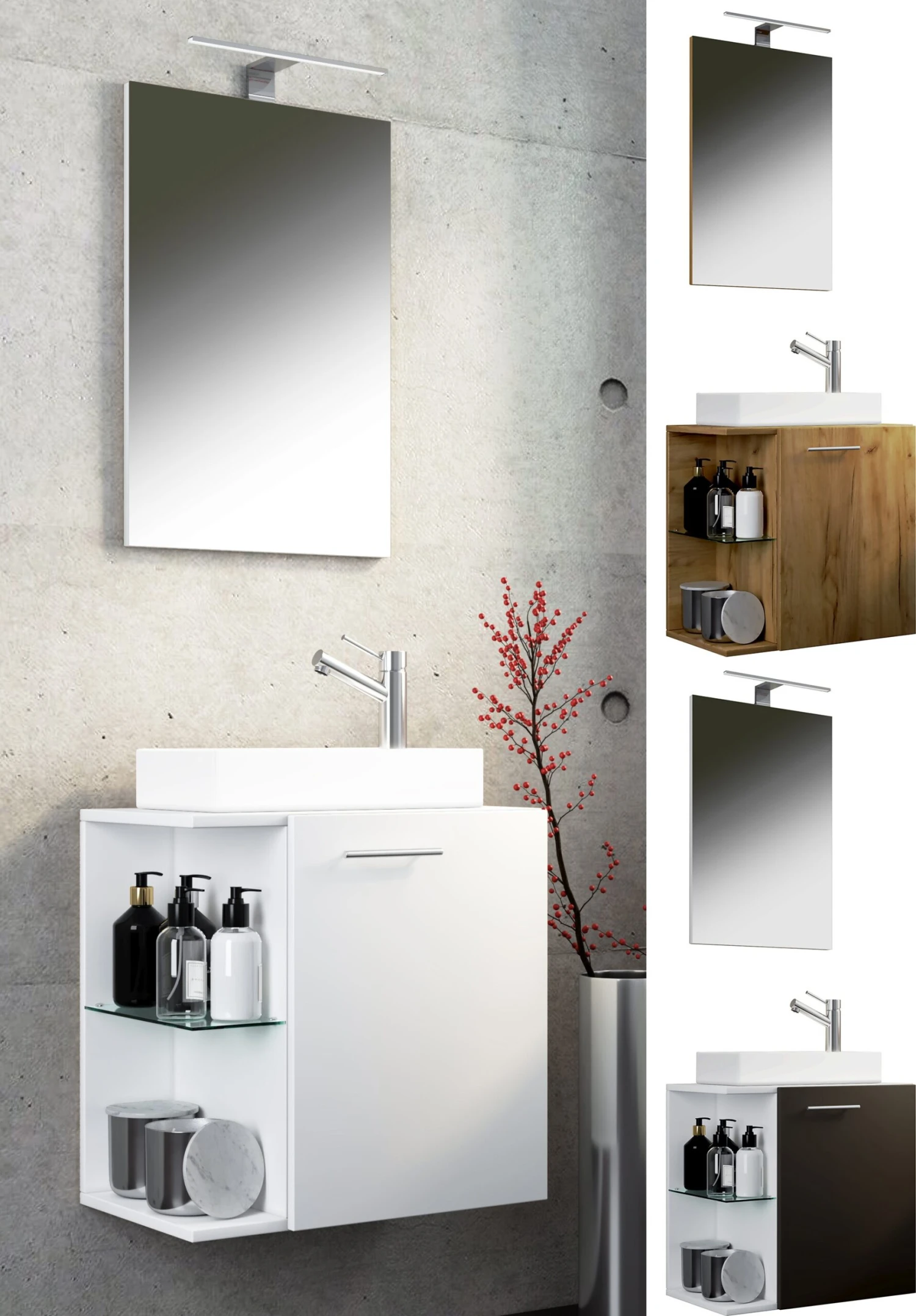 VCM 3-tlg Badmöbel Set Gäste WC Gästebad Waschplatz Waschtisch Klein Schmal Hausa SP 1 VCM 3-tlg Badmöbel Set Gäste WC Gästebad Waschplatz Waschtisch Klein Schmal Hausa SP