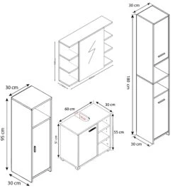 VCM 4-tlg. Komplett Badmöbel Badschrank Bad Unterschrank Hochschrank Set Zalo I -OUTSUNNY Verkäufe 8600043100 918165 prod 004