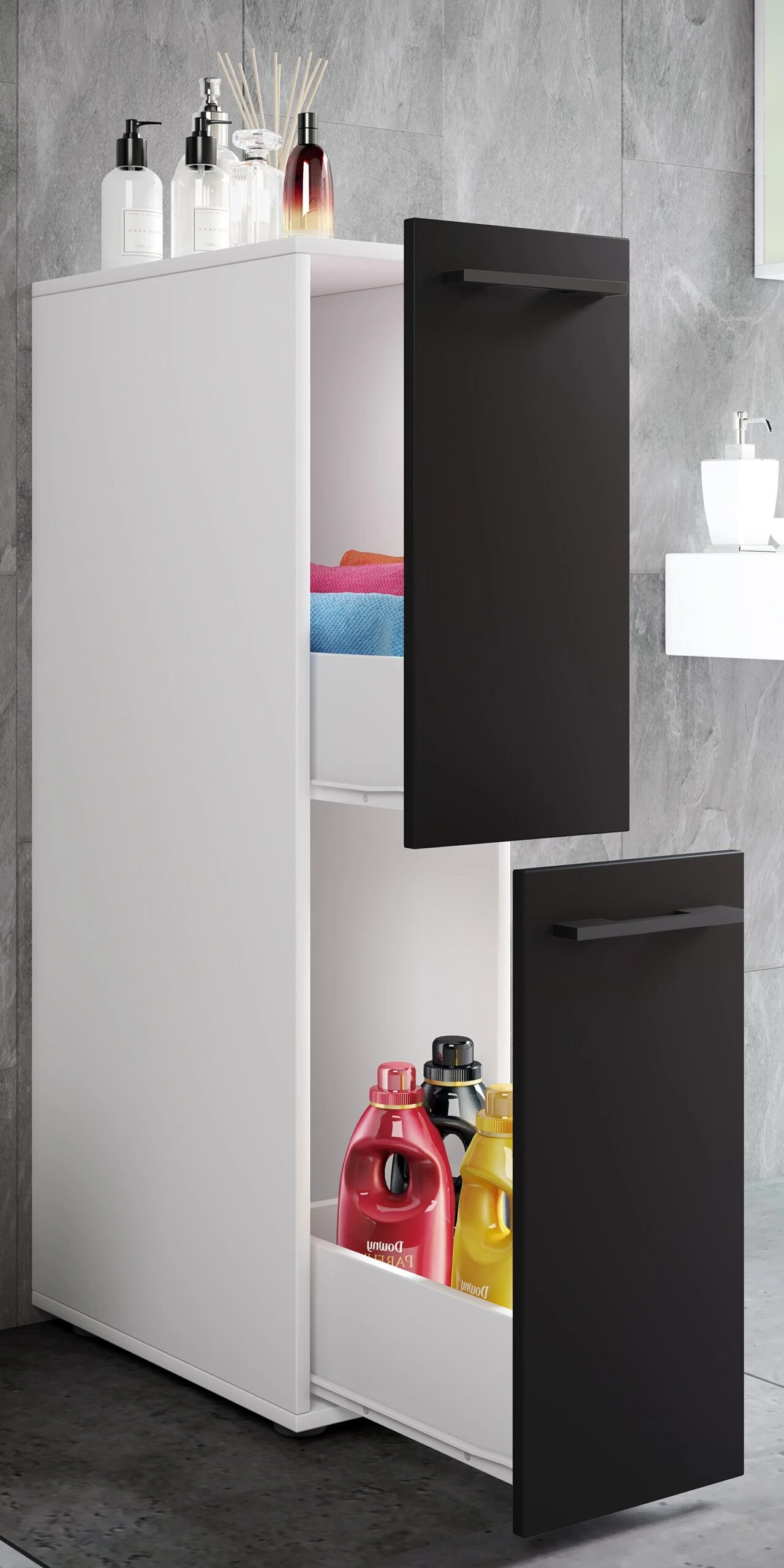 VCM Badmöbel Nischenschrank Raumteiler Badschrank Midischrank Schublade Sadilo L 3 VCM Badmöbel Nischenschrank Raumteiler Badschrank Midischrank Schublade Sadilo L – Bild 3