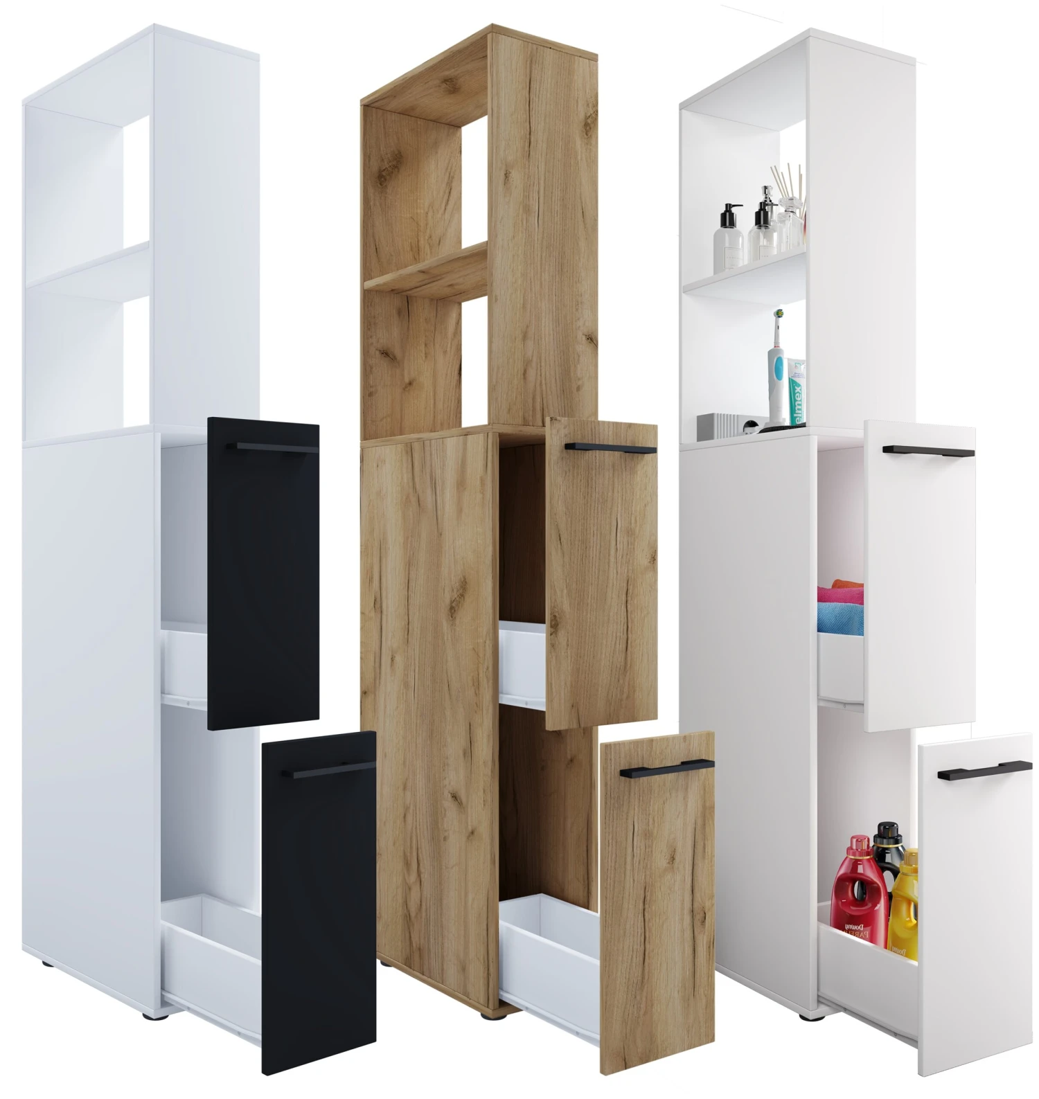 VCM Badmöbel Nischenschrank Raumteiler Badschrank Hochschrank Schublade Sadilo XL 1 VCM Badmöbel Nischenschrank Raumteiler Badschrank Hochschrank Schublade Sadilo XL