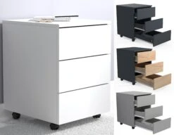 VCM Rollcontainer Beistellcontainer Bürocontainer Rollen Rollbar Dalosa 3 Schublade