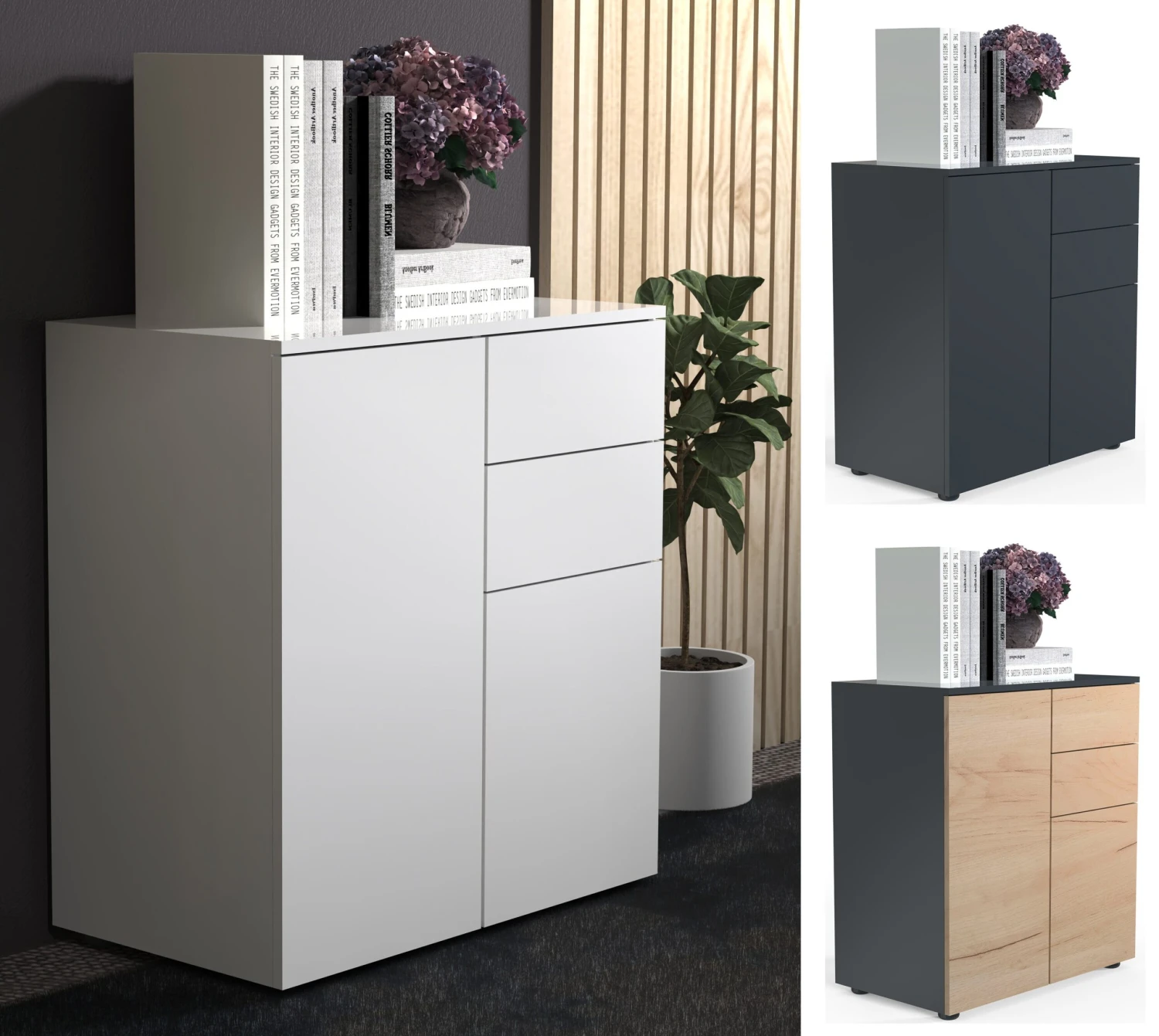 VCM Holz Kommode Sideboard Highboard Anrichte Schrank Dalosa 4 Schublade Drehtüren 1 VCM Holz Kommode Sideboard Highboard Anrichte Schrank Dalosa 4 Schublade Drehtüren