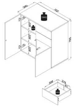 VCM Holz Kommode Sideboard Highboard Anrichte Schrank Dalosa 4 Schublade Drehtüren 8 VCM Holz Kommode Sideboard Highboard Anrichte Schrank Dalosa 4 Schublade Drehtüren -OUTSUNNY Verkäufe 8600043100 918337 prod 004
