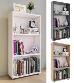 VCM Holz Aufbewahrung Stand Regal Bücherregal Deko Bücher Standregal Bulas 3 Fächer