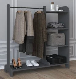 VCM Holz Offener Kleiderschrank Begehbarer Kleiderregal Schrank Kleiderstange Lempu H. 110 Cm -OUTSUNNY Verkäufe 8600043100 918485 prod 003