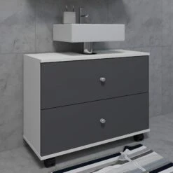 VCM Breit Badmöbel Badunterschrank Waschbeckenunterschrank Rollen Schublade Nilosi L -OUTSUNNY Verkäufe 8600043100 918572 prod 005