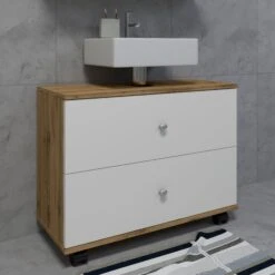 VCM Breit Badmöbel Badunterschrank Waschbeckenunterschrank Rollen Schublade Nilosi L -OUTSUNNY Verkäufe 8600043100 918572 prod 006