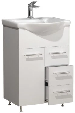 VCM 2-tlg. Waschplatz Waschtisch Badmöbel Set Waschbecken Schublade Spiegelschrank Lisalo L