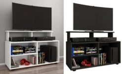 VCM Holz TV Lowboard Fernsehschrank Konsole Fernsehtisch Fernseh Glas Balansia