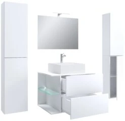 VCM 5-tlg. Waschplatz Waschtisch Badmöbel Set Waschbecken Hausa M Schublade -OUTSUNNY Verkäufe 8600043100 918934 prod 004