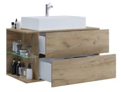 VCM 5-tlg. Waschplatz Waschtisch Badmöbel Set Waschbecken Hausa L Schublade