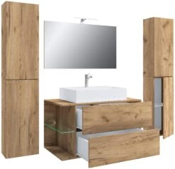 VCM 5-tlg. Waschplatz Waschtisch Badmöbel Set Waschbecken Hausa L Schublade -OUTSUNNY Verkäufe 8600043100 918937 prod 004