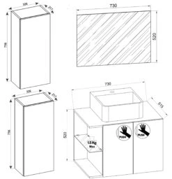 VCM 4-tlg. Waschplatz Waschtisch Badmöbel Set Waschbecken Spiegel Hausa Drehtür 5 VCM 4-tlg. Waschplatz Waschtisch Badmöbel Set Waschbecken Spiegel Hausa Drehtür -OUTSUNNY Verkäufe 8600043100 918946 prod 003
