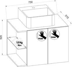 VCM 5-tlg. Waschplatz Waschtisch Badmöbel Set Waschbecken Spiegel Hausa Drehtür -OUTSUNNY Verkäufe 8600043100 918950 prod 003