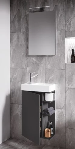 VCM 3-tlg Badmöbel Set Gäste WC Gästebad Waschplatz Waschtisch Klein Schmal Lumia Spiegel -OUTSUNNY Verkäufe 8600043100 919005 prod 003