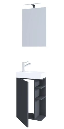 VCM 3-tlg Badmöbel Set Gäste WC Gästebad Waschplatz Waschtisch Klein Schmal Lumia Spiegel -OUTSUNNY Verkäufe 8600043100 919005 prod 005