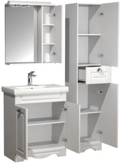 VCM 5-tlg. Waschplatz Waschtisch Breite 60 Cm Badmöbel Set Waschbecken Spiegelschrank Hochschrank Landhaus Casalo L -OUTSUNNY Verkäufe 8600043100 919116 prod 006