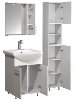 VCM 4-tlg. Waschplatz Waschtisch Badmöbel Set Waschbecken Spiegeschrank Hochschrank Drehtüren Lisalo M -OUTSUNNY Verkäufe 8600043100 919121 prod 006