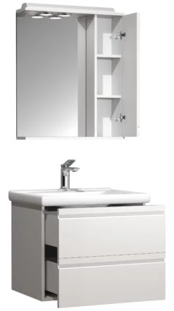 VCM 3-tlg. Waschplatz Waschtisch 60 Cm Badmöbel Set Waschbecken Grifflose Schublade Spiegelschrank Silora L -OUTSUNNY Verkäufe 8600043100 919129 prod 005