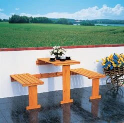 Promadino Balkonklappgarnitur Mit Blauen Auflagen