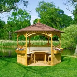 Promadino Pavillon "Palma" Mit Bitumenschindeldach + Möbeln