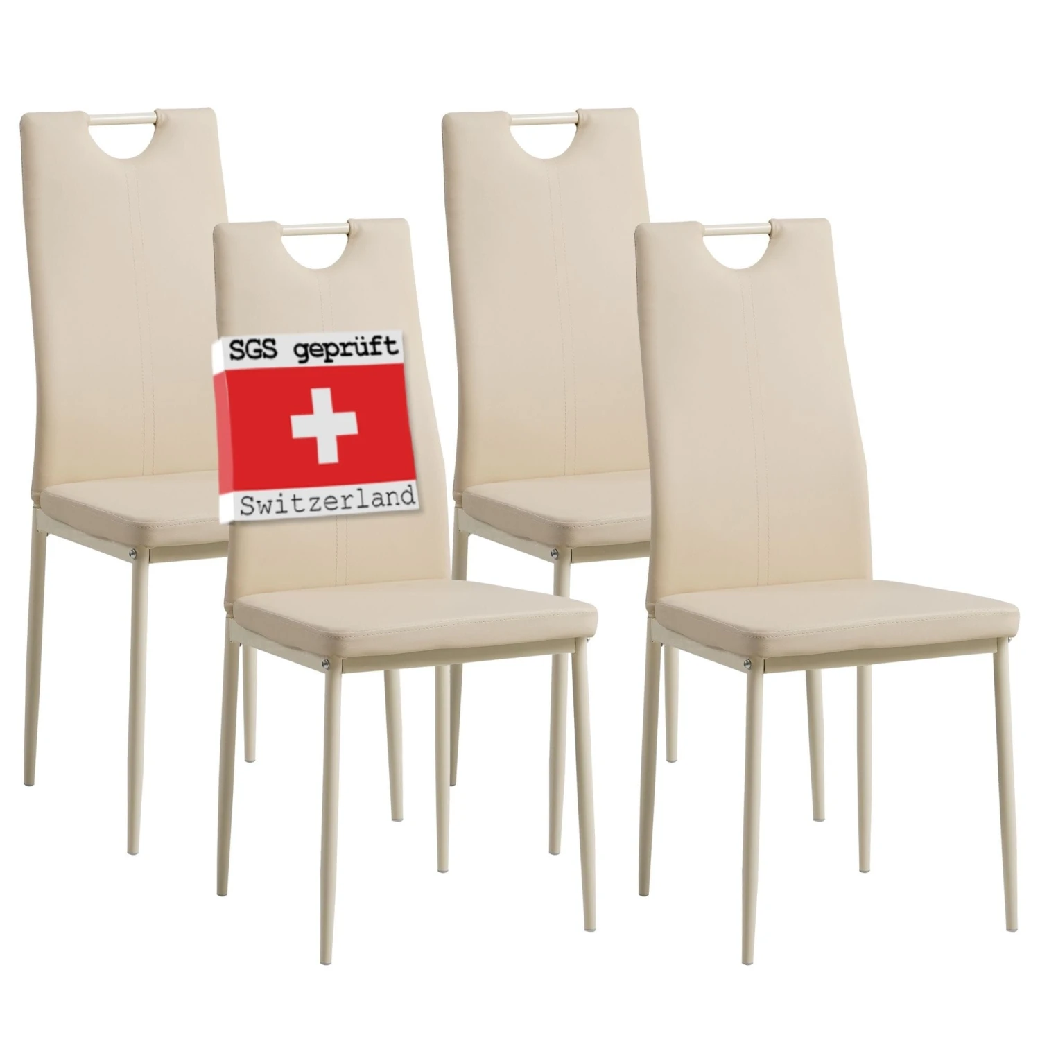 Albatros Esszimmerstühle SALERNO, 4er Set, Beige, Kunstleder 1 Albatros Esszimmerstühle SALERNO, 4er Set, Beige, Kunstleder