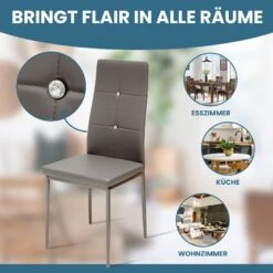Albatros Esszimmerstühle DIAMOND, 4er Set, Grau, Kunstleder -OUTSUNNY Verkäufe 8600153300 2357 prod 004