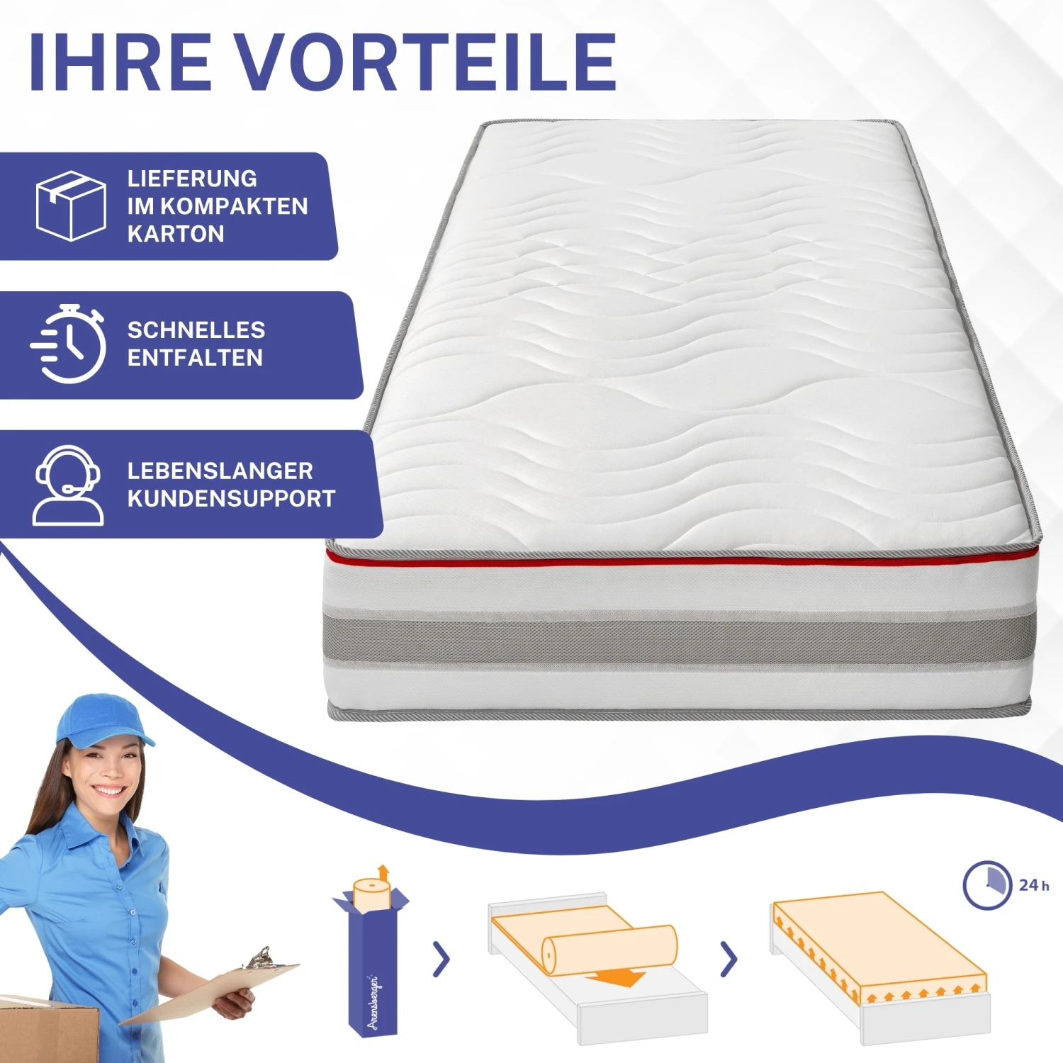 Arensberger FLEXX 7-Zonen 3D-Memory Kaltschaum Matratze, 90 X 200 Cm, Höhe 25cm, RG 45 6 Arensberger FLEXX 7-Zonen 3D-Memory Kaltschaum Matratze, 90 X 200 Cm, Höhe 25cm, RG 45 – Bild 6