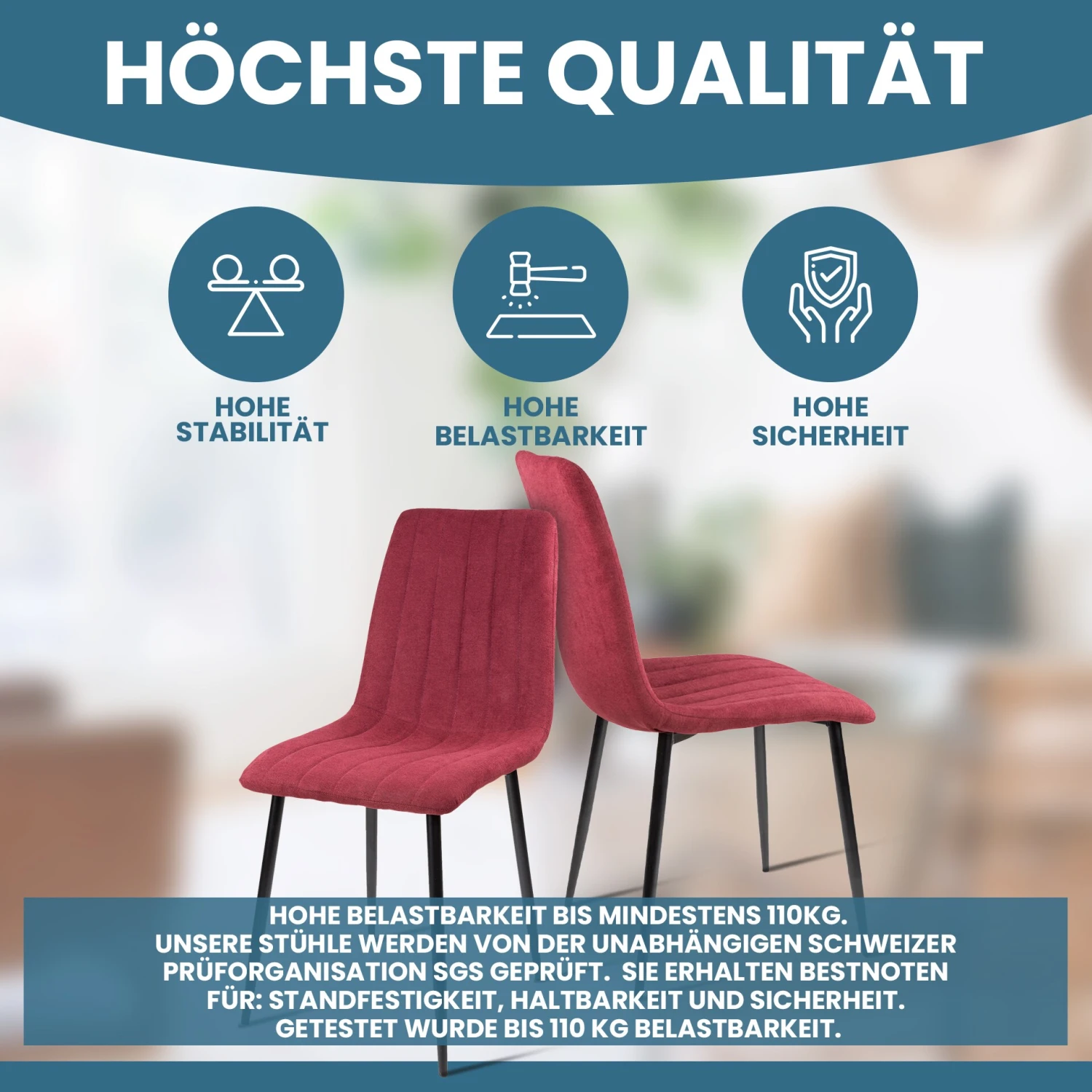 Albatros Esszimmerstühle GARDA, 2er Set, Rot 3 Albatros Esszimmerstühle GARDA, 2er Set, Rot – Bild 3