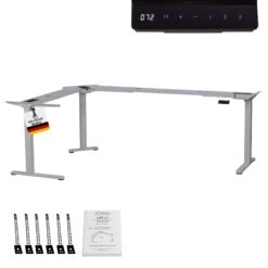 Albatros Eck-Schreibtisch-Gestell LIFT L7S, Silber, Stufenlos Verstellbar In Höhe, Breite Und Winkel, 3 Motoren, Elektrisch