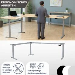 Albatros Eck-Schreibtisch-Gestell LIFT L7S, Silber, Stufenlos Verstellbar In Höhe, Breite Und Winkel, 3 Motoren, Elektrisch -OUTSUNNY Verkäufe 8600153300 3170 prod 006