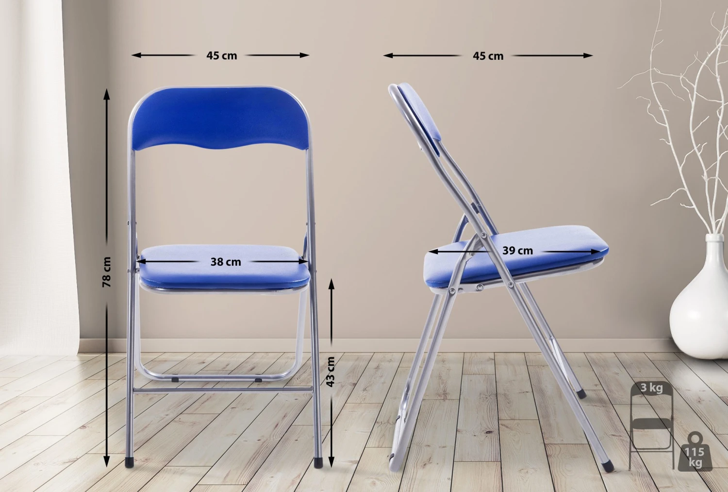 CLP Klappstuhl Felix Gepolstert I Küchenstuhl Mit Metallgestell I Kunstleder PVC Sitz Gepolstert I Besucherstuhl Klappbar 3 CLP Klappstuhl Felix Gepolstert I Küchenstuhl Mit Metallgestell I Kunstleder PVC Sitz Gepolstert I Besucherstuhl Klappbar – Bild 3