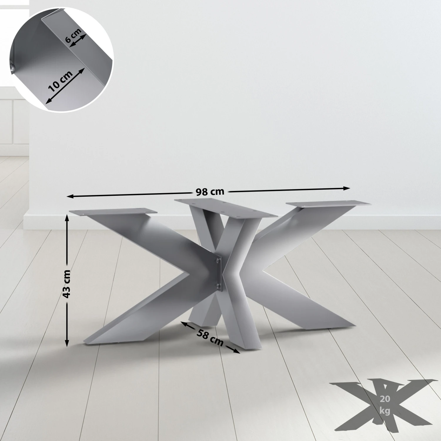 CLP Tischbeine Duncan I Edelstahl Tischgestell In Sternform I Aus Vierkantprofilen 2 CLP Tischbeine Duncan I Edelstahl Tischgestell In Sternform I Aus Vierkantprofilen – Bild 2