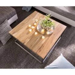 Wohnzimmertisch Tatius Akazie Natur 80x80 Gestell Edelstahl Industrial Style -OUTSUNNY Verkäufe 8600288200 18577 prod 003