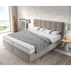Boxspringbett Dream-Fine Mikrofaser Beige 180x200 Cm Mit Matratze Und Topper -OUTSUNNY Verkäufe 8600288200 26917 prod 004