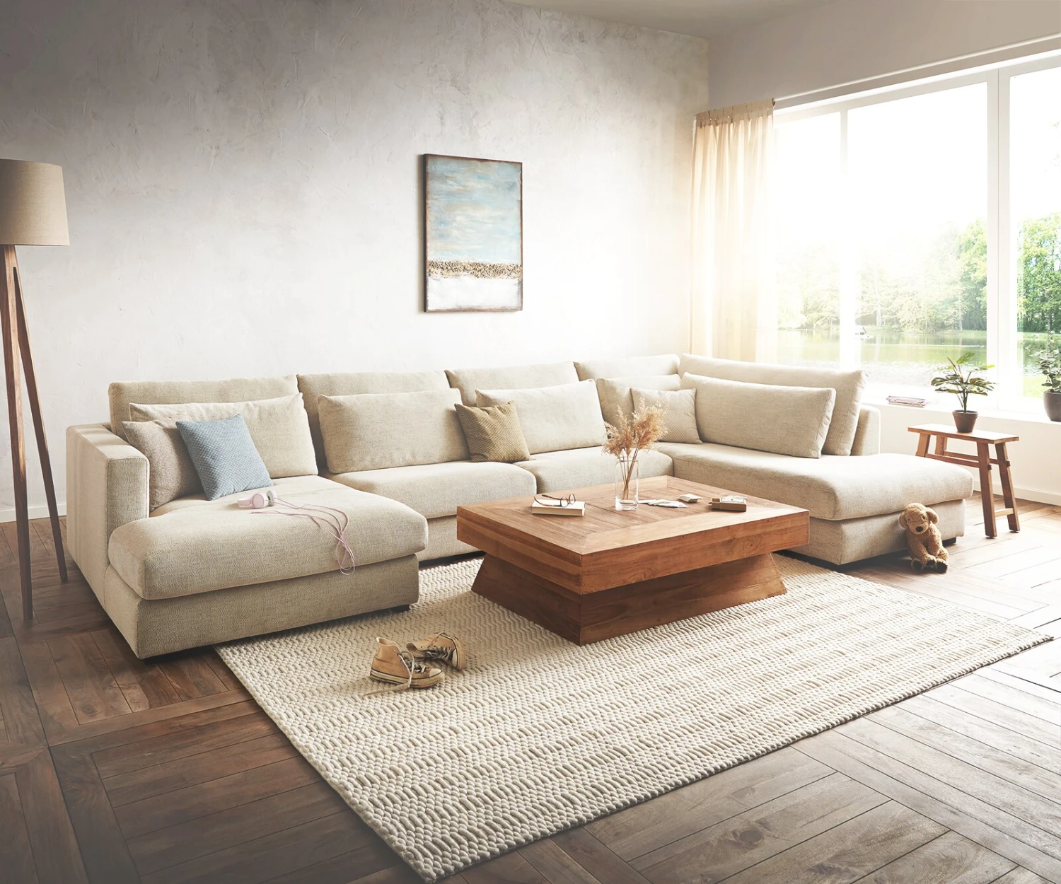 Sofa Isla Chenille Beige 430x225 Cm Ottomane Rechts Wohnlandschaft 2 Sofa Isla Chenille Beige 430x225 Cm Ottomane Rechts Wohnlandschaft – Bild 2