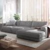 Eckcouch Cubico Cord Silbergrau 350x190 Cm Recamiere Rechts Ecksofa