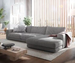 Eckcouch Cubico Cord Silbergrau 350x190 Cm Recamiere Rechts Ecksofa