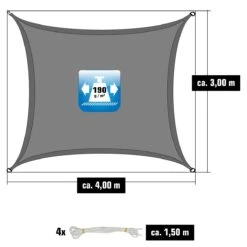 UPF50+ UV Sonnensegel 3x4 Polyester Rechteck Wasserabweisend Garten Balkon Grau -OUTSUNNY Verkäufe 8600295800 11619 prod 003