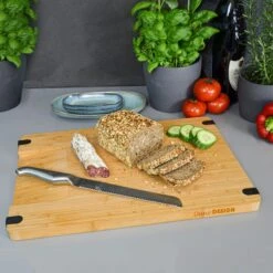 Massiv Holz Schneidebrett Mit Ausguss 44x30x2cm Antirutsch Bambus Brett XL -OUTSUNNY Verkäufe 8600295800 11644 prod 005