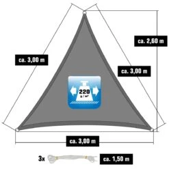 UV Sonnensegel 3x3x3 M HDPE Dreieck Sonnenschutz Überdachung Balkon Garten Grau -OUTSUNNY Verkäufe 8600295800 11679 prod 003