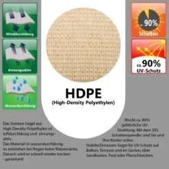 UV Sonnensegel 3,6x3,6x5,1 HDPE Dreieck Rechtwinklig Sonnenschutz Garten Beige -OUTSUNNY Verkäufe 8600295800 11687 prod 004