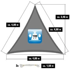 UPF50+ UV Sonnensegel 4x4x4 Polyester Dreieck Wasserabweisend Garten Segel Grau -OUTSUNNY Verkäufe 8600295800 11690 prod 003