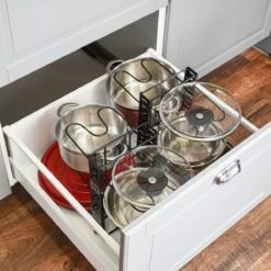 Teleskop Pfannen Organizer Mit 12 Ablagen - Topfdeckel Aufbewahrung Topf Regal -OUTSUNNY Verkäufe 8600295800 11922 prod 003