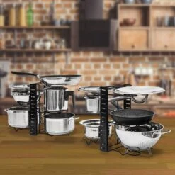 Teleskop Pfannen Organizer Mit 12 Ablagen - Topfdeckel Aufbewahrung Topf Regal -OUTSUNNY Verkäufe 8600295800 11922 prod 006