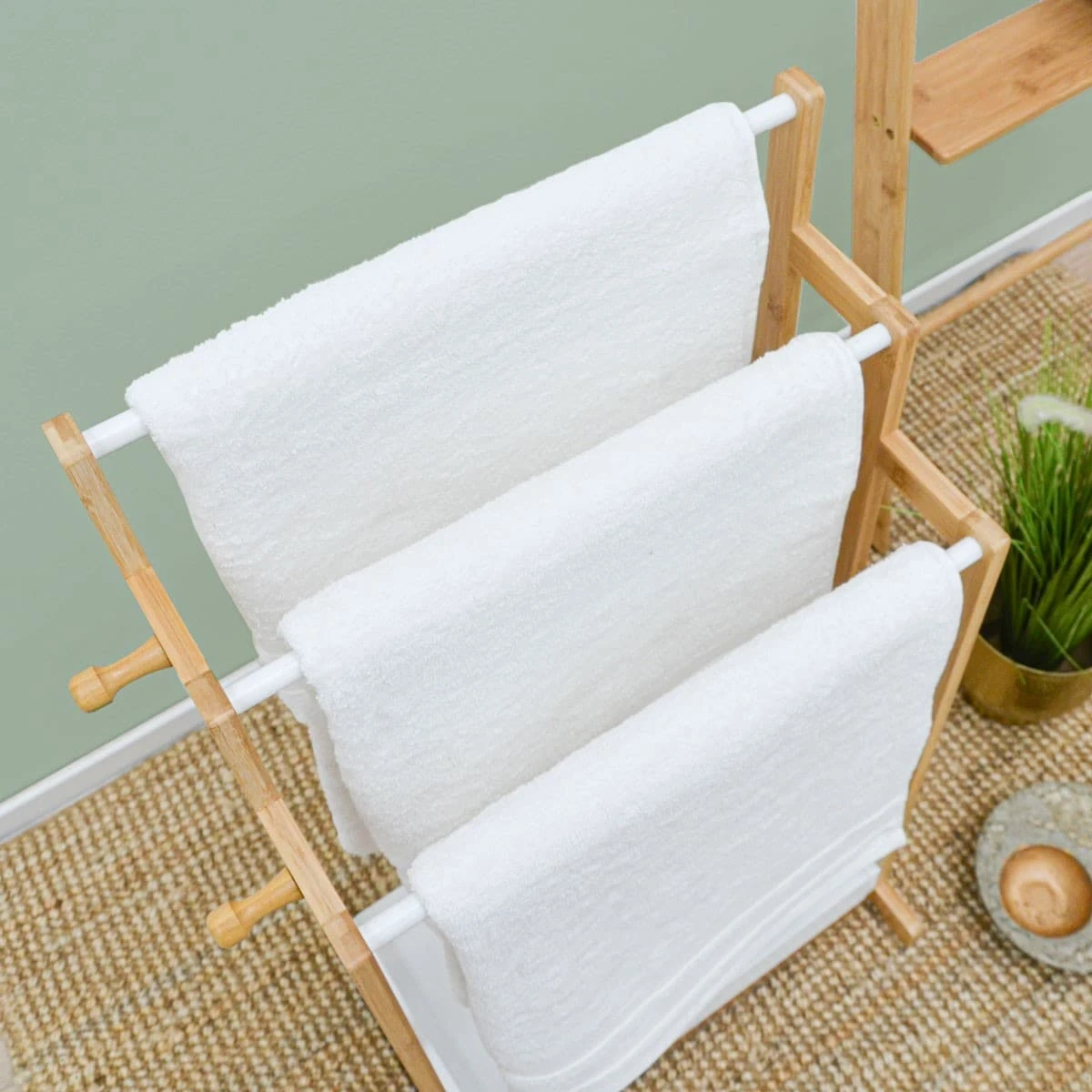 3 Stangen Bambus Handtuchhalter 45x35x84 Bad Handtuchständer Holz - Freistehend 5 3 Stangen Bambus Handtuchhalter 45x35x84 Bad Handtuchständer Holz - Freistehend – Bild 5