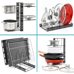 Pfannen Regal 4 Ablagen - 38x21x25 Deckel Organizer Küche Zubehör Topf Organizer -OUTSUNNY Verkäufe 8600295800 12258 prod 004