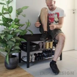 Schuhregal 81x32x50cm Offener Schuhschrank 2 Böden Stabile Sitzbank Bank Braun -OUTSUNNY Verkäufe 8600295800 3591 prod 005